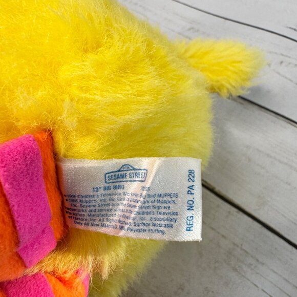 Vintage 1986 Playskool Sesame Street Big Bird 13" Plush Toy Made in Korea Muppet - Picture 11 of 12